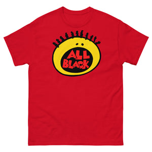 'All BLACK' t-shirt (red version)